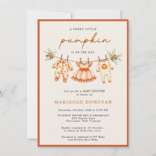 Little Pumpkin is on the Way Gingham Baby Shower Invitation