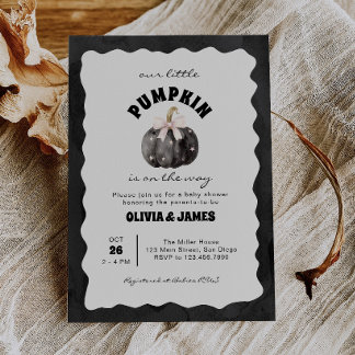 Little Pumpkin Is On The Way Halloween Baby Shower Invitation