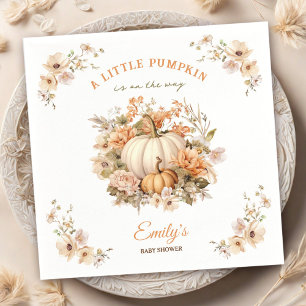 Little Pumpkin Is On The Way Neutral Baby Shower Napkin