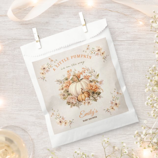 Little Pumpkin Is On The Way Pastel Baby Shower Favour Bags (Clipped)