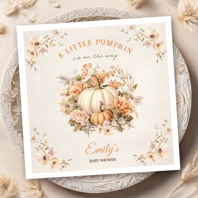 Little Pumpkin Is On The Way Pastel Baby Shower Napkin (Little Pumpkin Is On The Way Pastel Baby Shower Napkins)