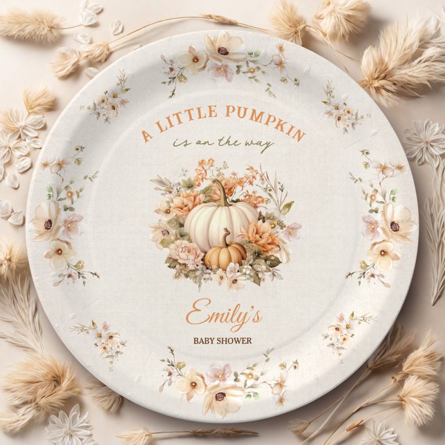 Little Pumpkin Is On The Way Pastel Baby Shower Paper Plate (Little Pumpkin Is On The Way Pastel Baby Shower Paper Plates)