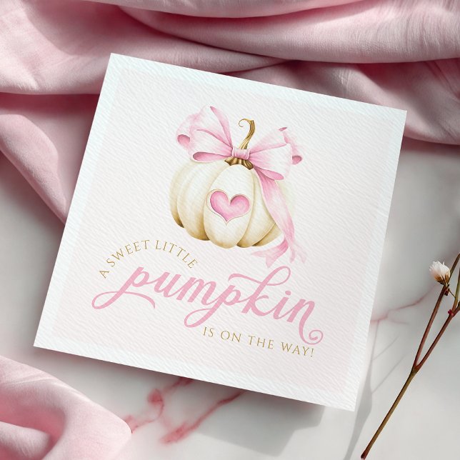 Little Pumpkin is on the Way Pink Baby Shower Napk Napkin (Creator Uploaded)