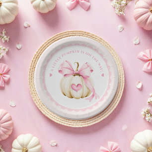 Little Pumpkin is on the Way Pink Paper Plates
