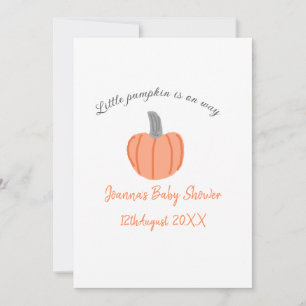 Little pumpkin is on way orange grey baby shower a invitation