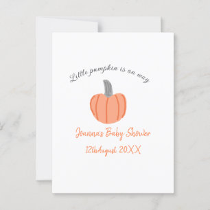 Little pumpkin is on way orange grey baby shower a postcard