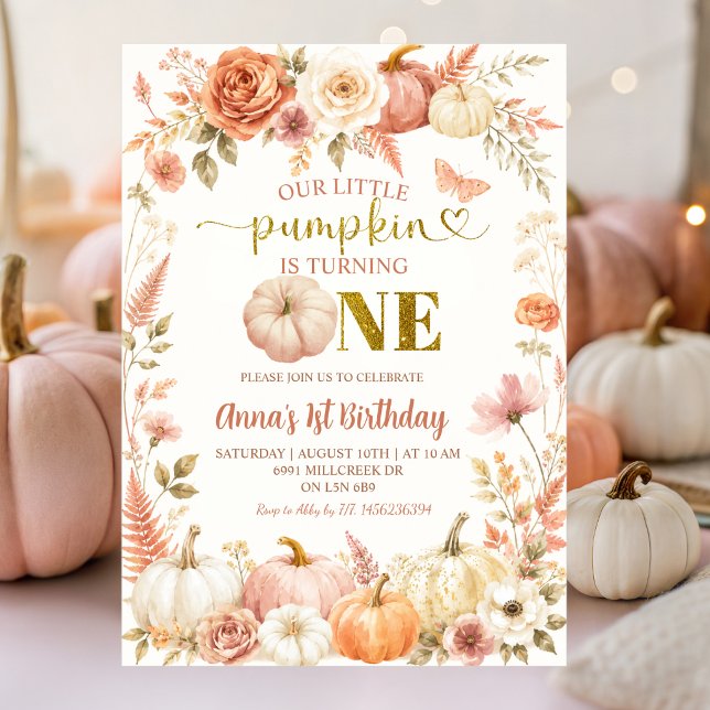 Little Pumpkin Is One First Birthday Invitation (Creator Uploaded)