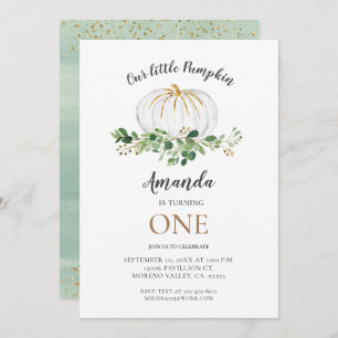 Little Pumpkin is Turning One Birthday Invitation