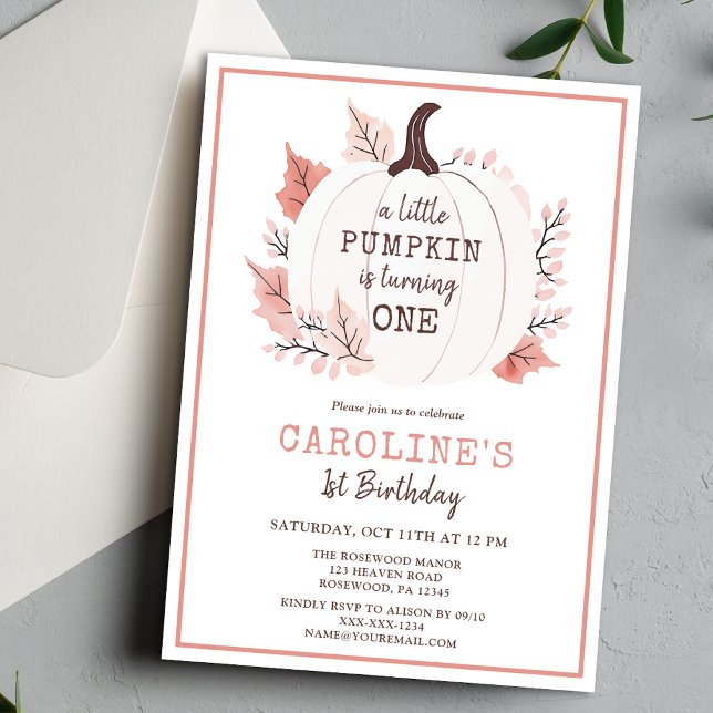 Little Pumpkin Is Turning One Birthday Invitation (Creator Uploaded)