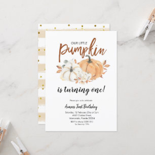 Little Pumpkin is Turning One Girl Birthday Invitation
