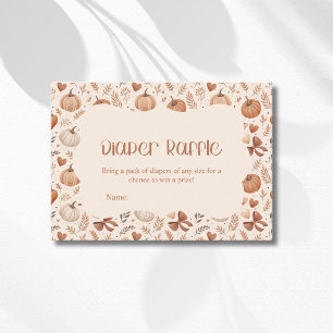 Little Pumpkin Leaves Autumn Bow Diaper Raffle Enclosure Card