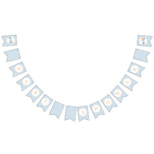 Little Pumpkin light blue truck Baby Shower Bunting