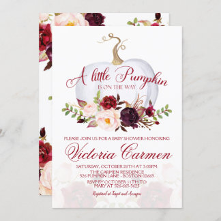 Little Pumpkin Marsala and Blush Baby Shower Invitation