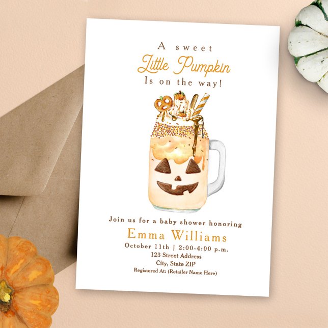Little Pumpkin Milkshake Halloween Baby Shower Invitation (Creator Uploaded)