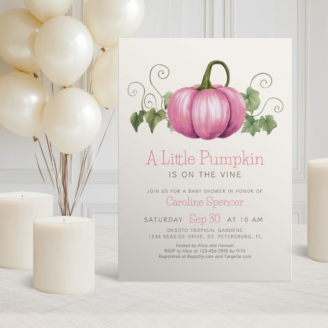 Little Pumpkin Minimalist Girl Baby Shower Invitation (Creator Uploaded)
