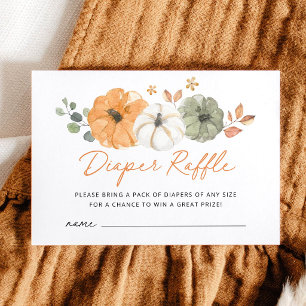 Little Pumpkin Neutral Baby Shower Diaper Raffle Enclosure Card