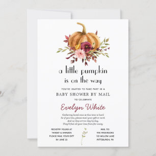 Little Pumpkin on the Way Baby Shower by Mail Invitation