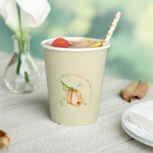 Little Pumpkin on the Way Baby Shower Fall Paper Cups