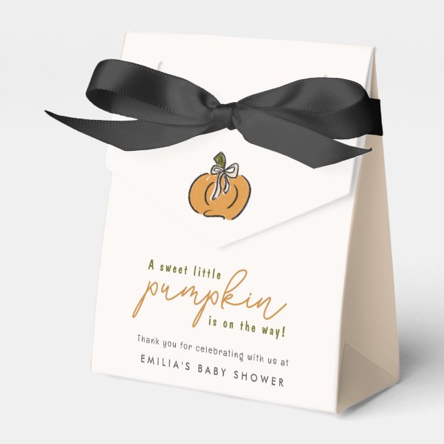 Little Pumpkin On The Way Baby Shower Favour Boxes (Front Side)