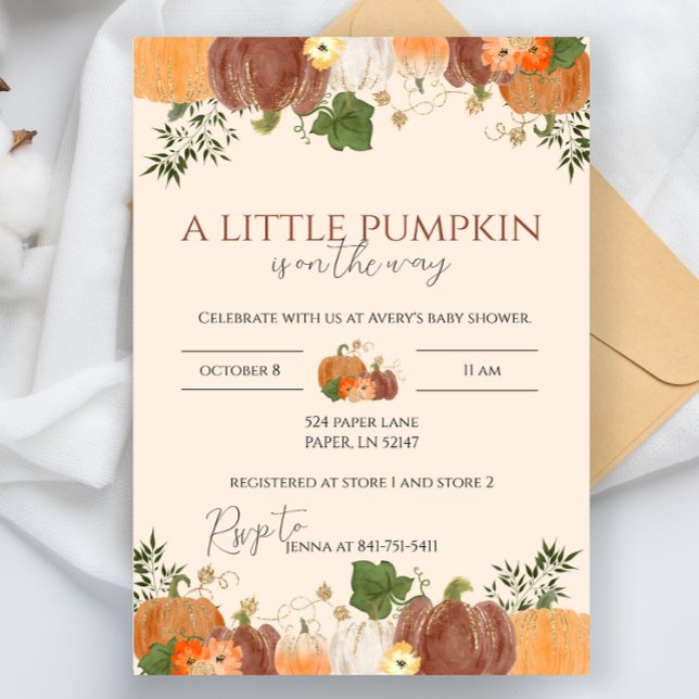 Little Pumpkin on the Way Baby Shower Invite (Creator Uploaded)