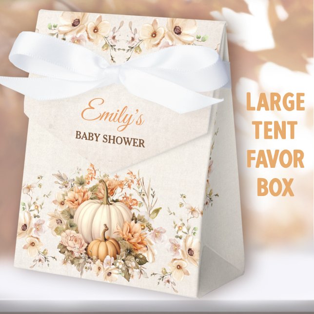 Little Pumpkin On The Way Baby Shower Large Tent Favour Box (Little Pumpkin Rustic Large Tent Favor Boxes - You can choose from 2 sizes of these tent favor boxes)