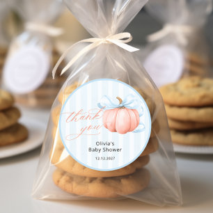 Little Pumpkin On The Way Baby Shower Thank You Classic Round Sticker
