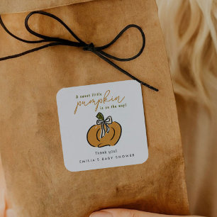 Little Pumpkin on the Way Baby Shower Thank You Square Sticker