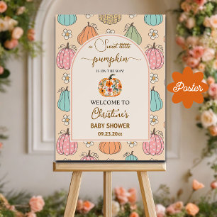 Little Pumpkin on the Way Baby Shower Welcome Poster