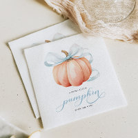 Little Pumpkin on the Way Blue Bow Baby Shower