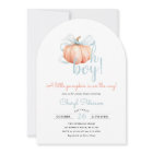 Little Pumpkin on the Way Blue Bow Boy Baby Shower