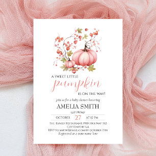 Little Pumpkin on the Way Blush Pink Baby Shower Invitation