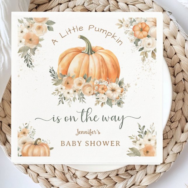 Little Pumpkin On the Way Boho Fall Baby Shower Napkin (Creator Uploaded)