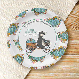 Little Pumpkin on the Way Boy Baby Shower Paper Plate
