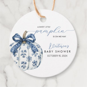Little Pumpkin on the Way Boy Baby Shower Toile Favour Tags