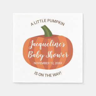 Little Pumpkin On The Way Fall Autumn Baby Shower Napkin