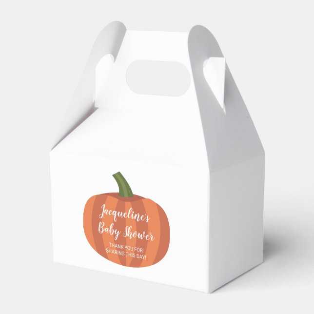 Little Pumpkin On The Way Fall Baby Shower Favour Box (Front Side)
