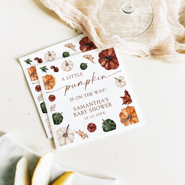 Little Pumpkin On The Way Fall Baby Shower Napkin (Creator Uploaded)