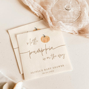 Little Pumpkin On The Way Fall Baby Shower Napkin