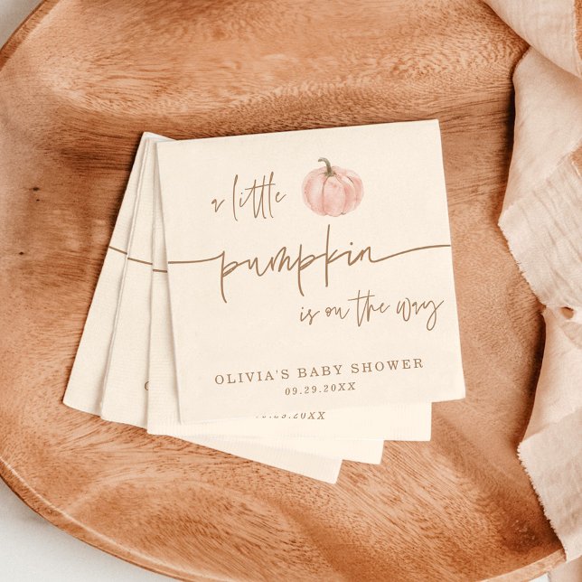 Little Pumpkin On The Way Fall Baby Shower Napkin (Creator Uploaded)