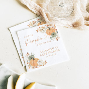 Little Pumpkin On The Way Fall Baby Shower Napkin