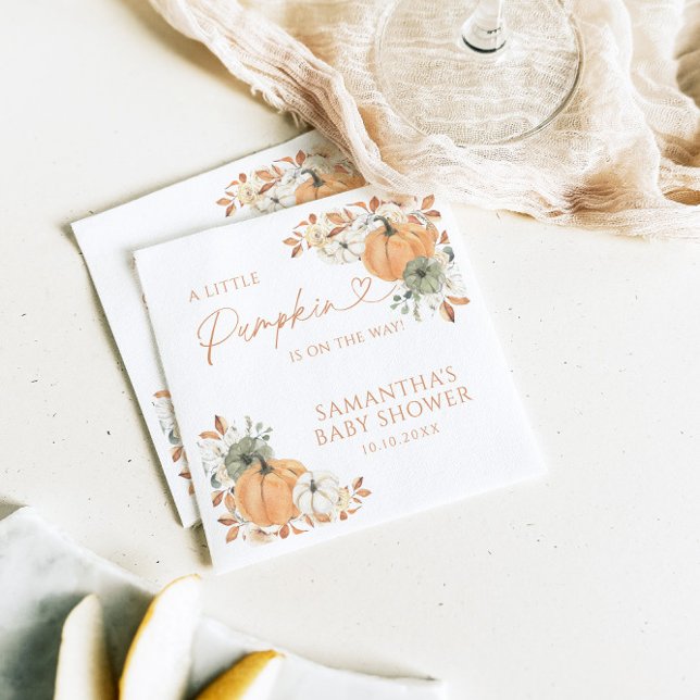 Little Pumpkin On The Way Fall Baby Shower Napkin (Creator Uploaded)