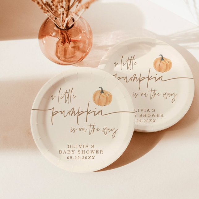 Little Pumpkin On The Way Fall Baby Shower Paper Plate (Creator Uploaded)