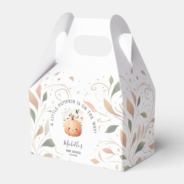 Little Pumpkin on the Way Fall Floral Baby Shower Favour Box (Front Side)