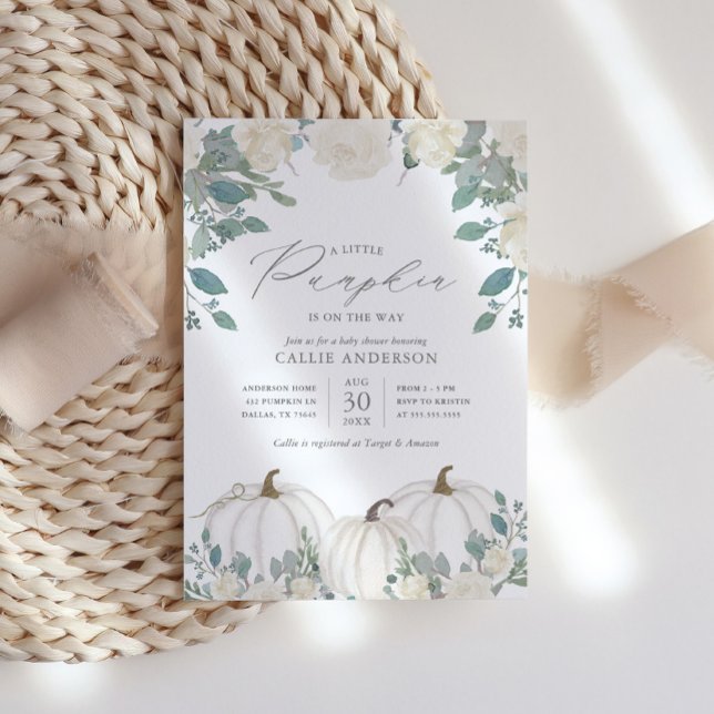 Little Pumpkin on the Way Floral Girl Baby Shower Invitation (Creator Uploaded)