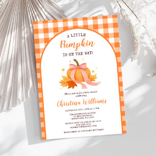 Little Pumpkin On The Way Girl Baby Shower Invitation