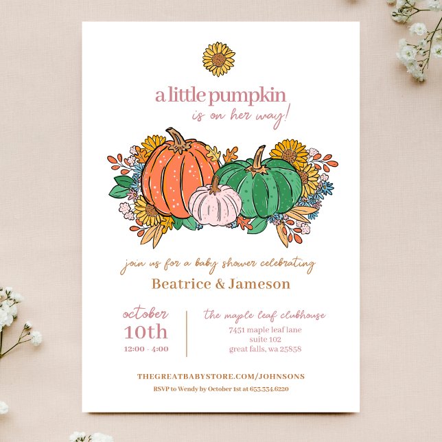 Little Pumpkin On the Way Girl Baby Shower Invitation (Creator Uploaded)