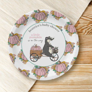 Little Pumpkin on the Way Girl Baby Shower Paper Plate