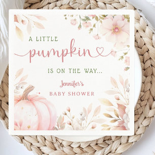 Little Pumpkin on The Way Girl Fall Baby Shower Napkin