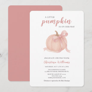 Little Pumpkin on the Way Pink Baby Shower Invitation