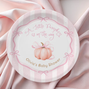 Little Pumpkin on the Way Pink Baby Shower Paper Plate